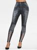 High Waisted Lace-up 3D Print Skinny Jeggings -  