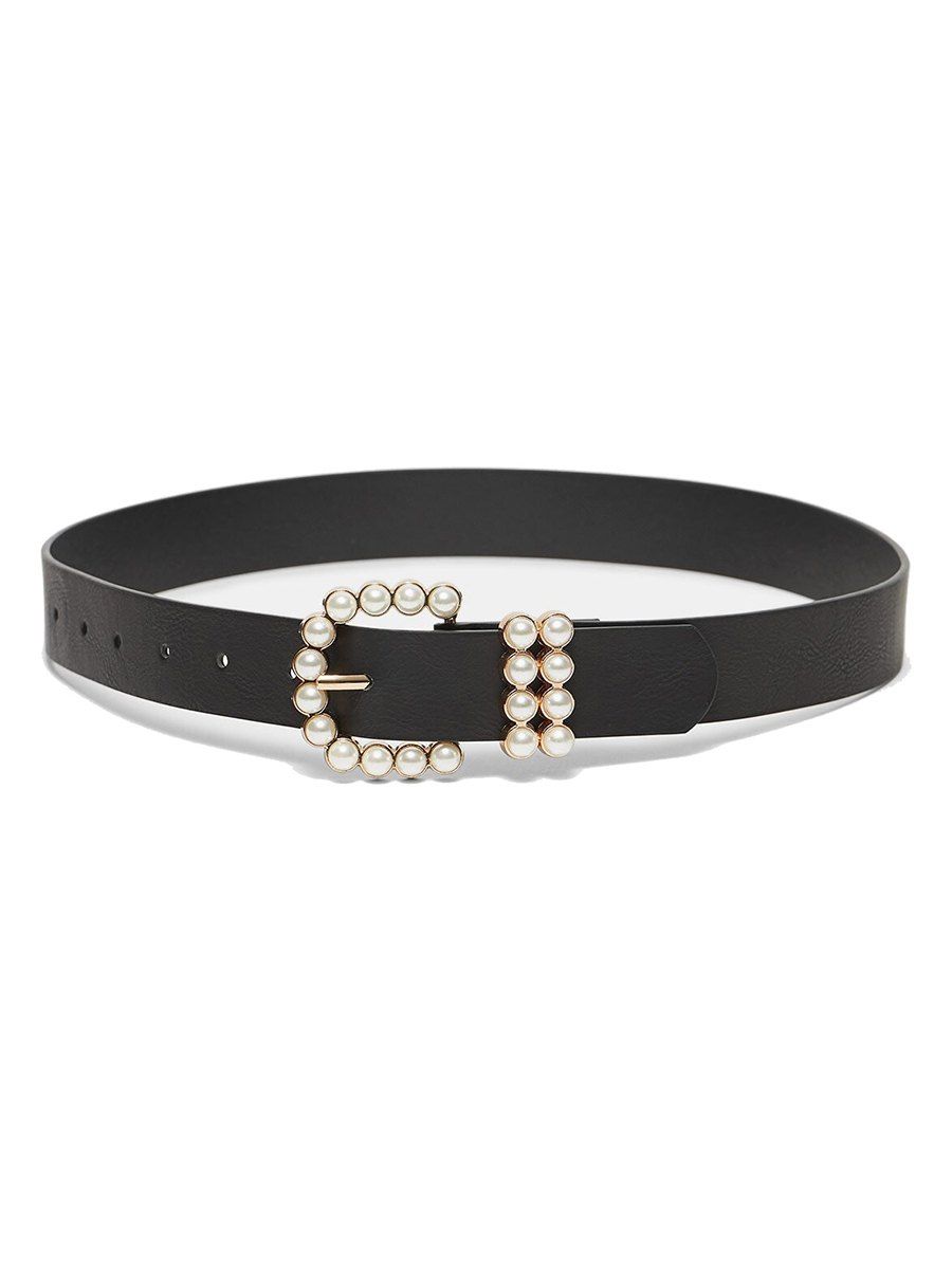 Faux Pearl Embellished D Buckle Belt [37% OFF] | Rosegal