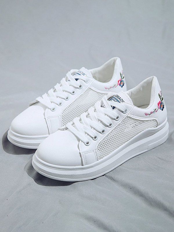 flower embroidered sneakers