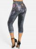 Legging Moulant à Imprimé 3D Attrape-rêve - Noir M