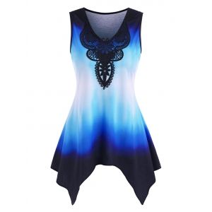 

Dip Dye Guipure Panel Handkerchief Tank Top, Multi