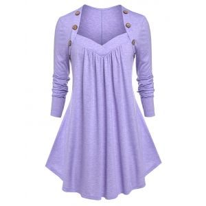 

Plus Size Sweetheart Neck Pleat Tee, Light purple