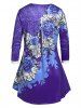Plus Size V Notched Floral Print T-shirt -  