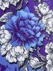 Plus Size V Notched Floral Print T-shirt -  