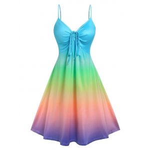 

Rainbow Color Gradient Slip Dress, Light blue