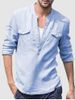 Solid Color Half Button Shirts -  