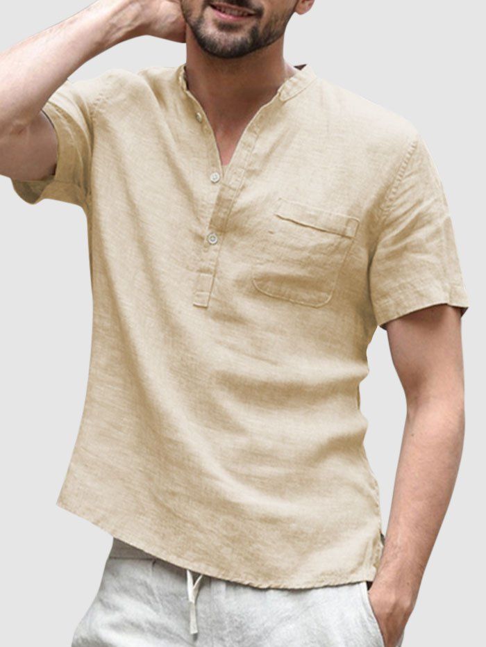 Solid Color Half Button Shirt [36% OFF] | Rosegal