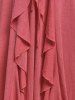 T-shirt Tunique Drapé de Grande Taille à Volants - Rouge 1X