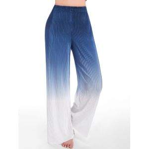 

Pleated Ombre Wide Leg Pants, Blue