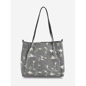 

Flower Lace Embroidered Shoulder Bag, Black