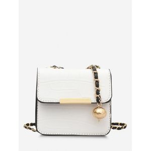 

Contrast Trim Cover Chain Mini Crossbody Bag, White