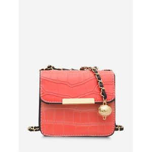 

Contrast Trim Cover Chain Mini Crossbody Bag, Tangerine