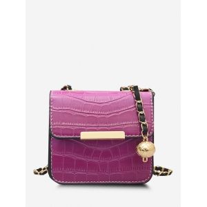 

Contrast Trim Cover Chain Mini Crossbody Bag, Crocus purple