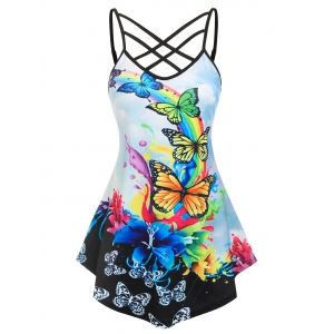 

Rainbow Butterflies Print Cami Top, Black