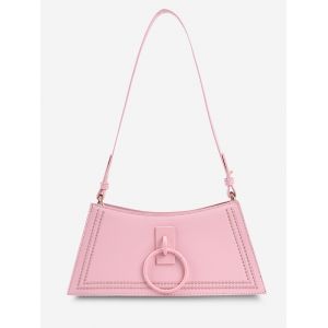 

O Ring Embroidery Trapezoid Shoulder Bag, Pink