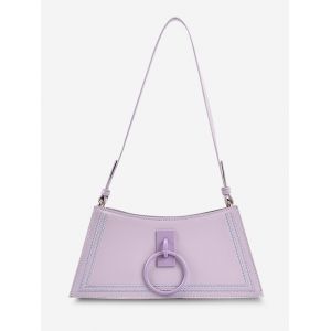 

O Ring Embroidery Trapezoid Shoulder Bag, Light purple