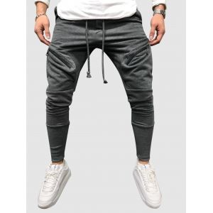 

Zipper Pockets Drawstring Sports Pants, Gray