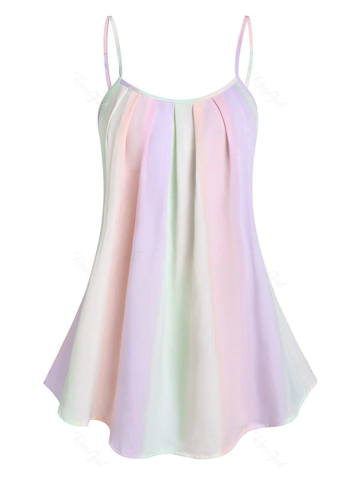Sale Pleated Gradient Color Cami Tank Top  