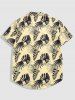 Chemise Boutonnée à Imprimé Feuilles Tropicales à Rayures - Jaune S