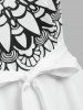 Robe à Imprimé Fleur Ceinturée à Bretelle Style Bohémien - Noir XL
