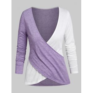 

Two Tone Front Cross T Shirt, Light purple