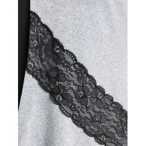 Plus Size High Low Lace Panel T-shirt and Tank Top set