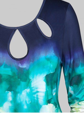 Plus Size Keyholes Watercolor T Shirt