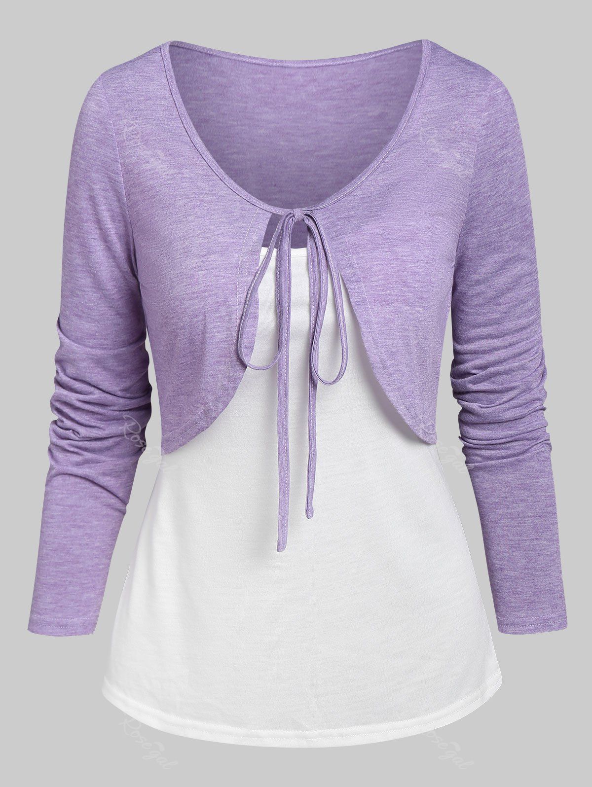 Cheap Knotted Heathered Cropped T-shirt and Cami Top  