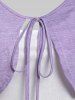 Knotted Heathered Cropped T-shirt and Cami Top -  