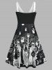 Plus Size O Ring Ghost Printed Gothic Dress -  