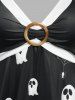 Robe Gothique à Imprimé Fantôme Bague en O de Grande Taille - Noir L