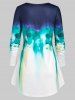 Plus Size Keyholes Watercolor T Shirt -  