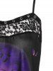 Plus Size Halloween Print Lace Panel Cami Sundress -  