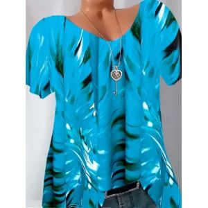 

Plus Size Tie Dye Print Short Sleeve Tee, Light blue