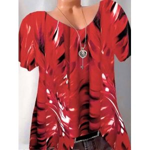 

Plus Size Tie Dye Print Short Sleeve Tee, Red