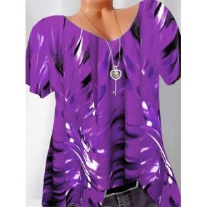 

Plus Size Tie Dye Print Short Sleeve Tee, Purple