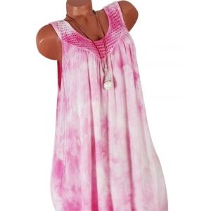 

Net Panel Tie Dye Plus Size Babydoll Dress, Light pink
