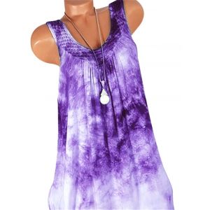 

Net Panel Tie Dye Plus Size Babydoll Dress, Purple