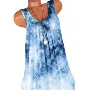 

Net Panel Tie Dye Plus Size Babydoll Dress, Blue