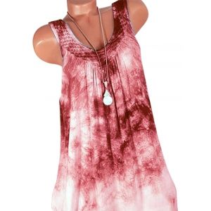 

Net Panel Tie Dye Plus Size Babydoll Dress, Red