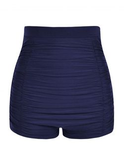 Plus Size &Curve Ruched 1950s Board Shorts - DEEP BLUE - 1X