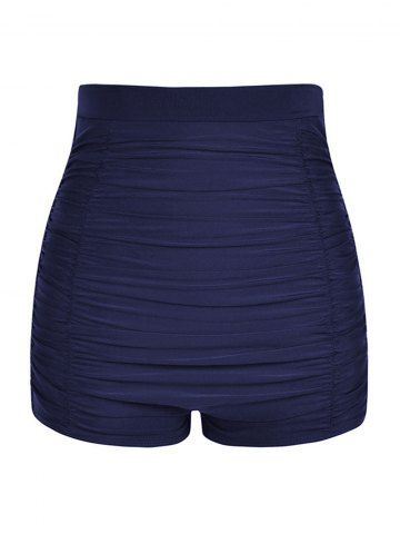 Plus Size &Curve Ruched 1950s Board Shorts - DEEP BLUE - L