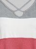 Plus Size Color Blocking Cross A Line Jersey Tee -  