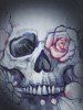 Plus Size Halloween Skull Rose Print Gothic T-shirt -  