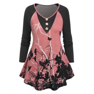 

Printed Raglan Sleeve Swing T-shirt, Orange