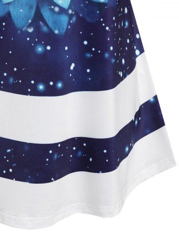 Plus Size Galaxy Floral Print Tunic T-shirt