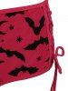 Bat Crescent Mesh Lace-up Padded Bikini Set -  