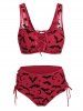 Bat Crescent Mesh Lace-up Padded Bikini Set -  