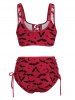 Bat Crescent Mesh Lace-up Padded Bikini Set -  
