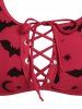Bat Crescent Mesh Lace-up Padded Bikini Set -  